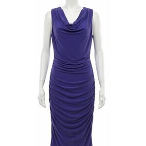 Cato Dress 12 Purple Ruched Drape Sleeveless Cocktail Side Zip Wedding Guest